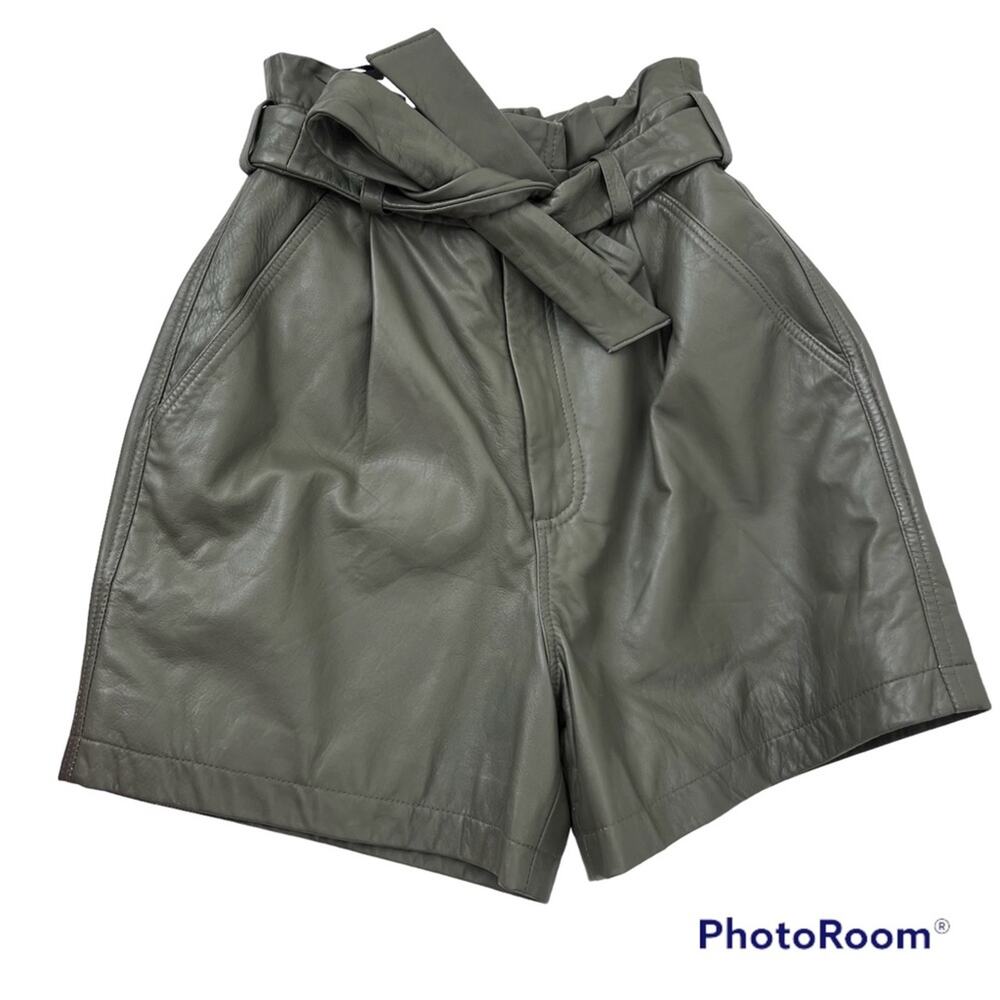 Walter Baker Velda Leather Shorts In Army Green size S - Picture 2 of 9